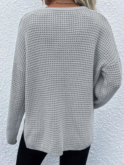 Blue Zone Planet |  Notched Long Sleeve Sweater