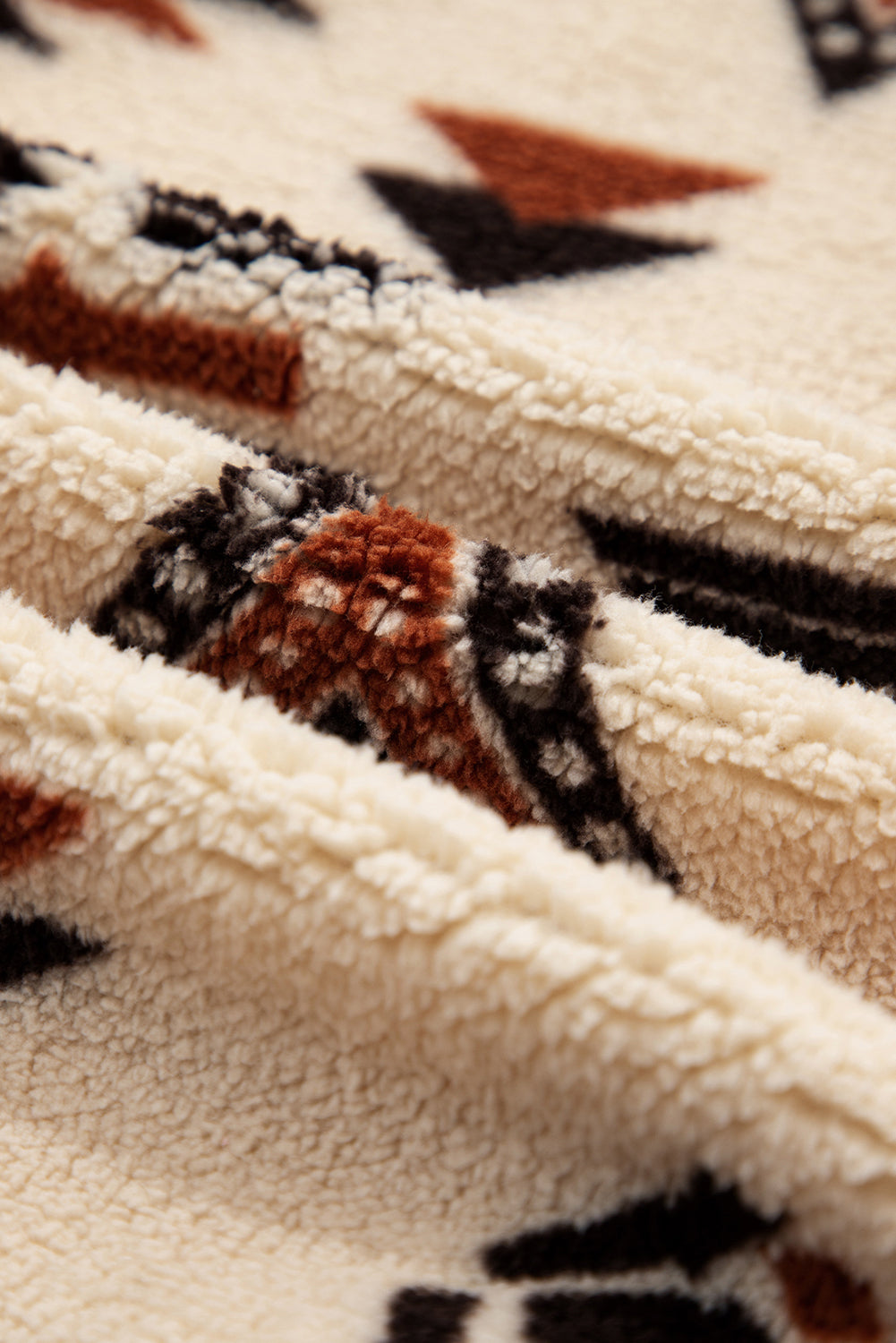 Beige Western Aztec Half Zip Plush Sweatshirt