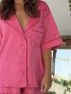 Button Up Half Sleeve Shirt and Shorts Lounge Set