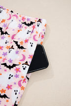 Pink Halloween Eve Haunted Honey Bat Print Pajama Set