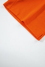 Orange Varsity Striped Sleeve Drop Shoulder Sweatshirt and Short Set