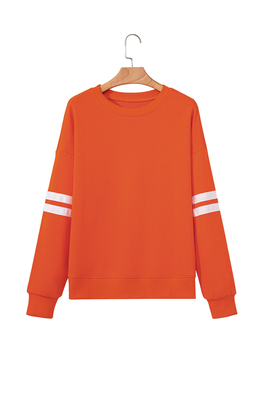 Orange Varsity Striped Detail Drop Shoulder Oversized Sweatshirt