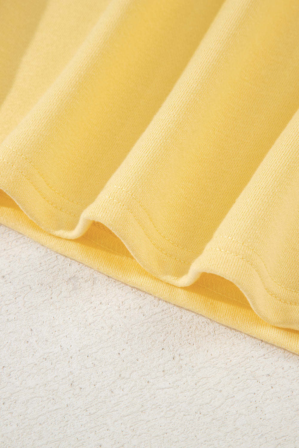 Yellow Cream Button Collar Drop Shoulder Pullover and Shorts 2pcs Outfit