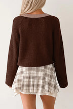 Chicory Coffee Healing My Heart Contrast Knit Cardigan