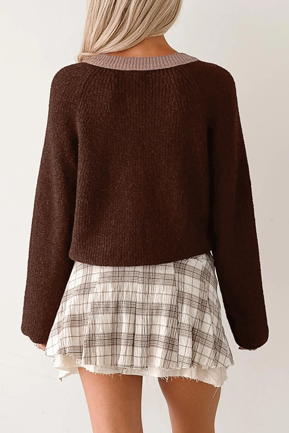 Chicory Coffee Healing My Heart Contrast Knit Cardigan