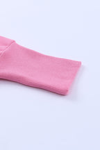 Pink Batwing Sleeve Pocketed Henley Hoodie