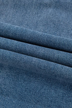 Stone Blue Star Patchwork Cropped Wide Leg High Waist Jeans