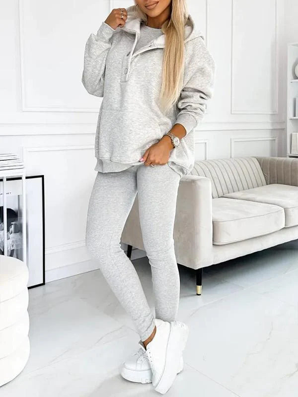 Comfortable & Stylish Grey Three-Piece Sweatshirt Set for Women - Includes Vest, Top, and Pants