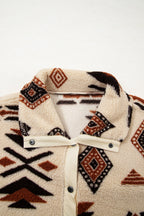 Beige Western Aztec Half Zip Plush Sweatshirt