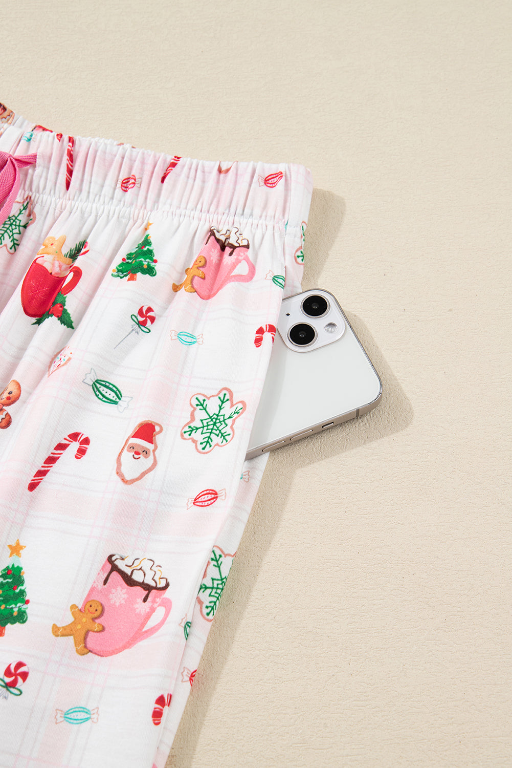 Cozy Pink Christmas Spirit Holiday Print Short Sleeve Pajama Set - 2-Piece Sleepwear