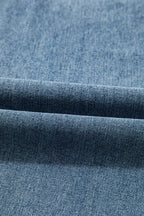 Dusk Blue Embroidered Cropped Wide Leg High Waist Jeans