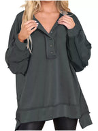 Half Snap Long Sleeve Sweatshirt