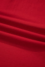 Fiery Red Contrast Trim Button V Neck Ribbon Bow Knot Waist 2pcs Lounge Pant Set