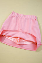 Pink Half Zip Sporty Pullover Mini Skirt 2pcs Outfit