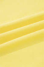 Yellow Cream Drop Shoulder Puff Sleeve Crop Pullover Drawstring Wide Leg Pants Set