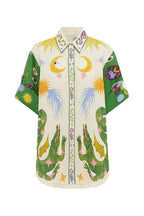 Days of Heaven Linen Blend Unique Print Blouse & Elastic Waist Pocketed Shorts Set - Vacation Wear | Loose Fit