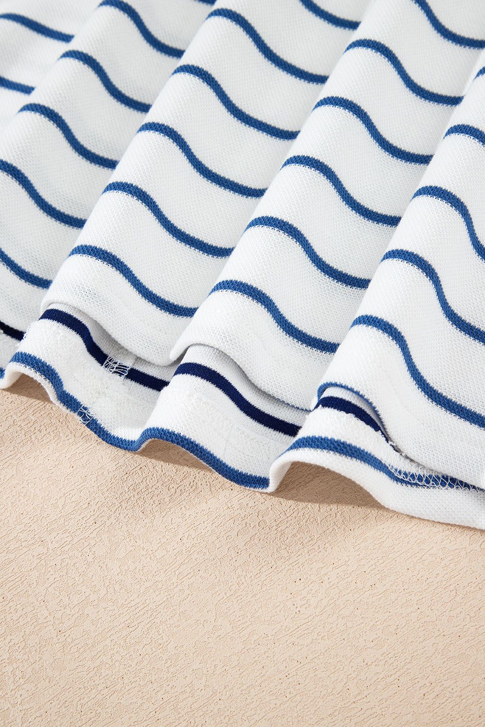 Sail Blue Striped Long Sleeve Top Drawstring Wide Leg Pants 2pcs Outfit