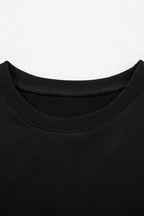 Black Varsity Stripe Detail Drop Shoulder Pullover Mini Skirt Set