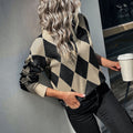 Autumn & Winter Diamond Pattern Long Sleeve Sweater
