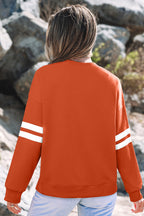 Orange Varsity Striped Detail Drop Shoulder Oversized Sweatshirt