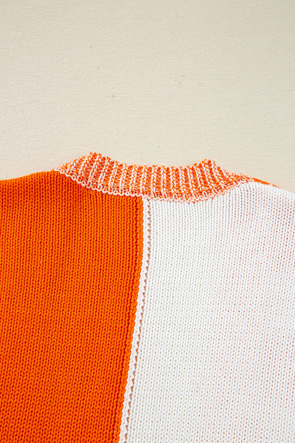 Orange Checkered Open Front Drop Shoulder Cardigan