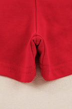 Fiery Red Varsity Stripe Detail Drop Shoulder Pullover Mini Skirt Set