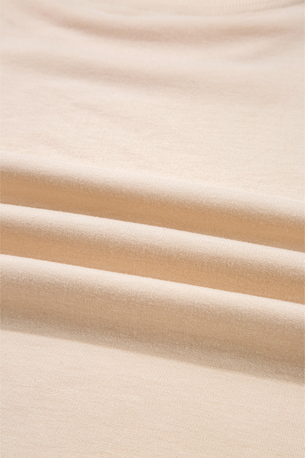 Beige Raw Edge Flower Patch Drop Shoulder Casual Top