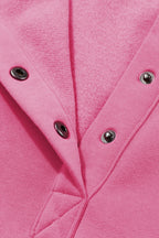 Pink Batwing Sleeve Pocketed Henley Hoodie