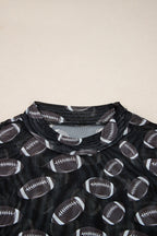 Black Game Day Rugby Mesh Sheer Long Sleeve Top