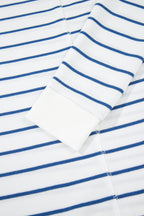 Sail Blue Striped Long Sleeve Top Drawstring Wide Leg Pants 2pcs Outfit