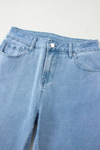 Myosotis Acid Washed High Rise Cropped Wide Leg Jeans