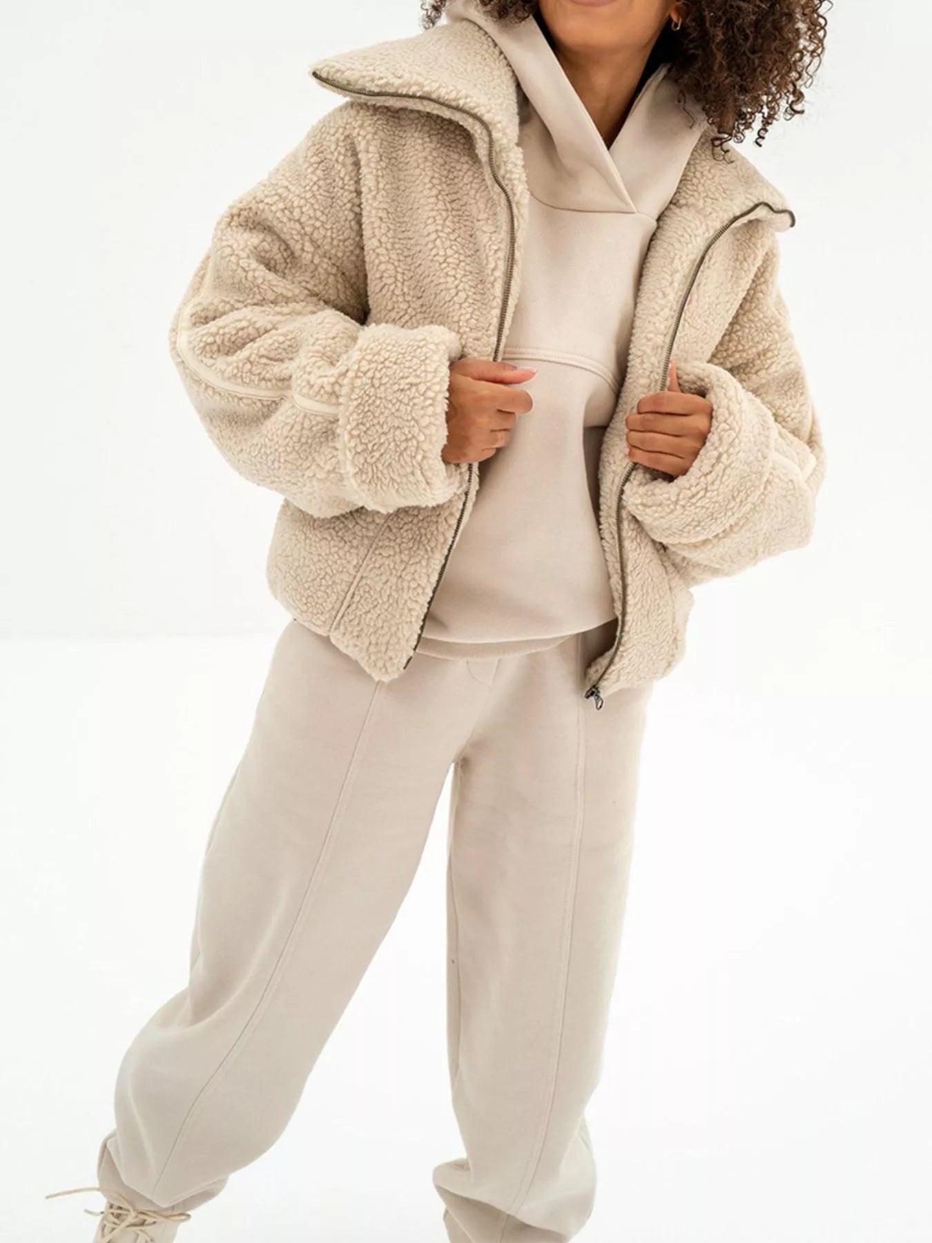 Solid Exposed Seams Hoodie and Joggers Activewear Set