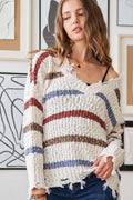 ADORA Frayed Edge Stripe Sweater