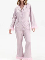 Silky Button Up Top and Pants Lounge Set