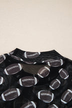 Black Game Day Rugby Mesh Sheer Long Sleeve Top