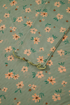 Laurel Green Vintage Floral Print Southern Style Mesh Long Sleeve Top