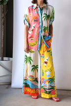 Chic Summer Casual Loose Vacation Printed Two-piece Set for Women