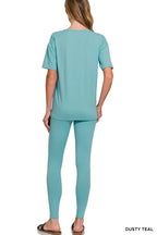 Zenana Brushed Dty Microfiber Short Sleeve Top and Pants Loungewear Set