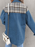 Blue Zone Planet |  Denim Jacket Long Sleeve Check Button Down Shirt Jacket Top
