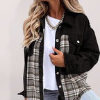 Blue Zone Planet |  Denim Jacket Long Sleeve Check Button Down Shirt Jacket Top