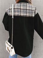 Blue Zone Planet |  Denim Jacket Long Sleeve Check Button Down Shirt Jacket Top