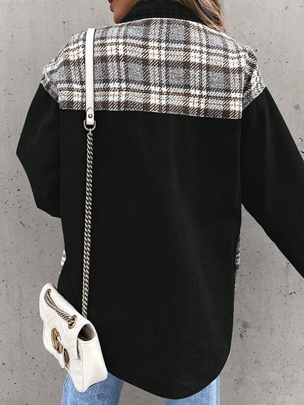 Blue Zone Planet |  Denim Jacket Long Sleeve Check Button Down Shirt Jacket Top