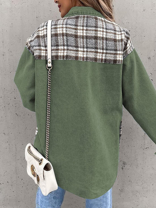 Blue Zone Planet |  Denim Jacket Long Sleeve Check Button Down Shirt Jacket Top