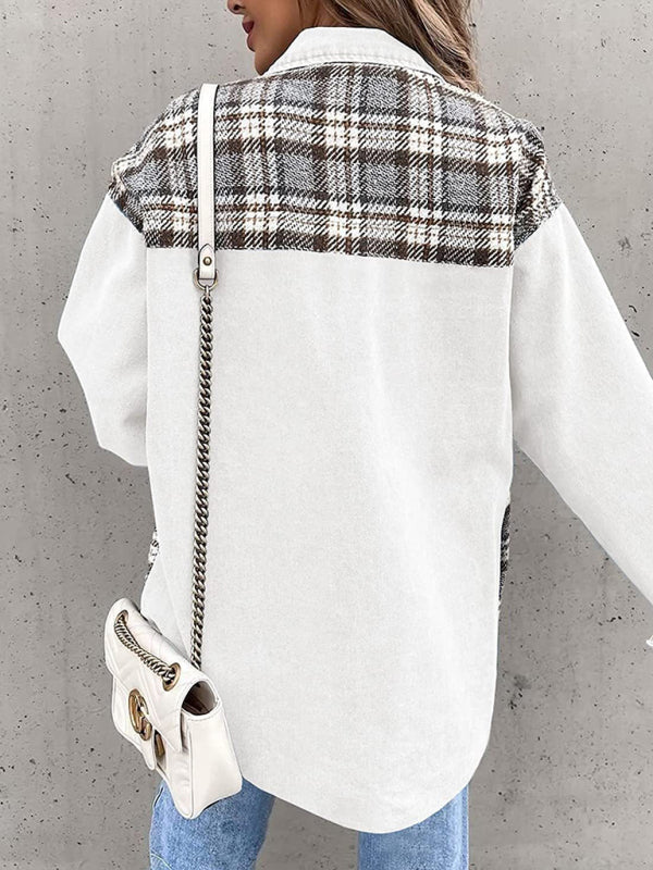 Blue Zone Planet |  Denim Jacket Long Sleeve Check Button Down Shirt Jacket Top