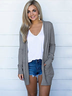 Blue Zone Planet |  Tops Long Sleeve Knitted T-Shirt Cardigan