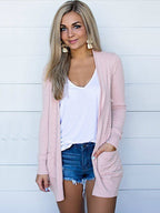 Blue Zone Planet |  Tops Long Sleeve Knitted T-Shirt Cardigan