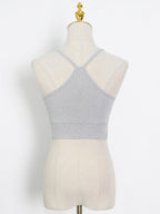 Fashion Pullover Long-Sleeved Navel Sweater + Suspender Straight-Leg Wide-Leg Pants Three-Piece Set