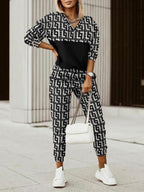 Printed Long-Sleeved Trousers Set High-Quality Sweater Set