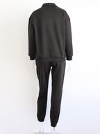 Blue Zone Planet |  Long Sleeve Zipper Stand Collar Sweater Comfortable Loose Sports Leisure Sweater Two-Piece Set