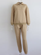 Blue Zone Planet |  Long Sleeve Zipper Stand Collar Sweater Comfortable Loose Sports Leisure Sweater Two-Piece Set